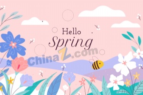 手绘春季矢量背景图